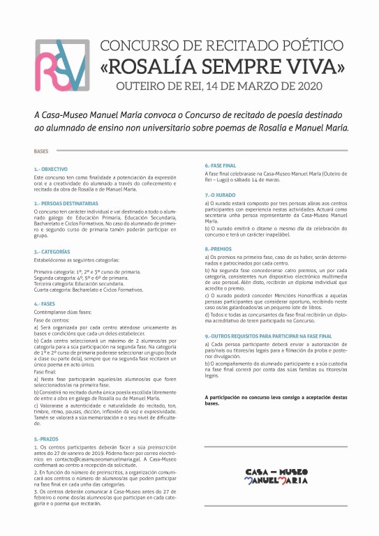 A Casa-Museo Manuel María convoca máis unha edición, a sexta, do Concurso de recitado poético