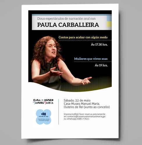 Paula Carballeira estará este sábado, 22 de maio, na Casa-Museo Manuel María cunha dupla sesión de narración oral