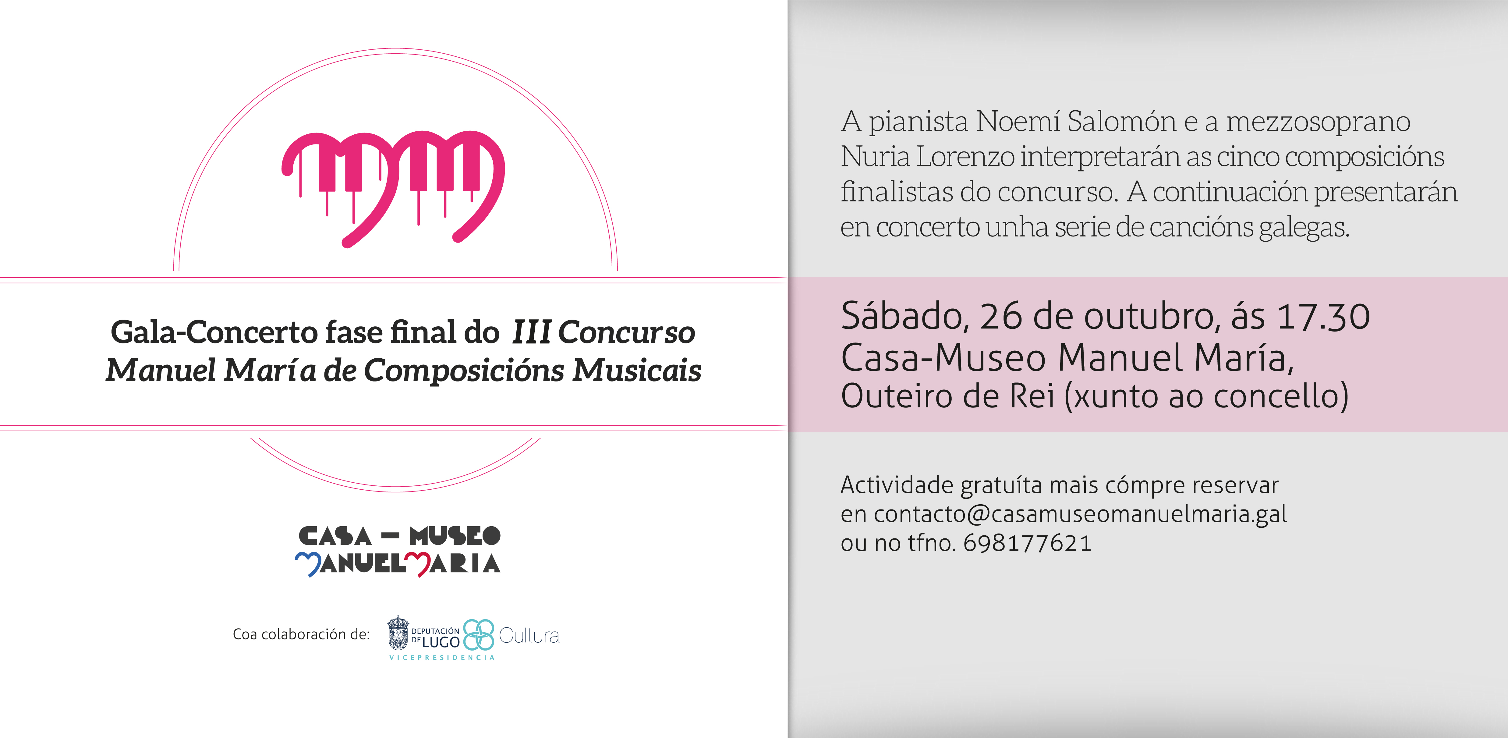 O día 26 de outubro Gala-Concerto do III Concurso Manuel María de Composicións Musicais