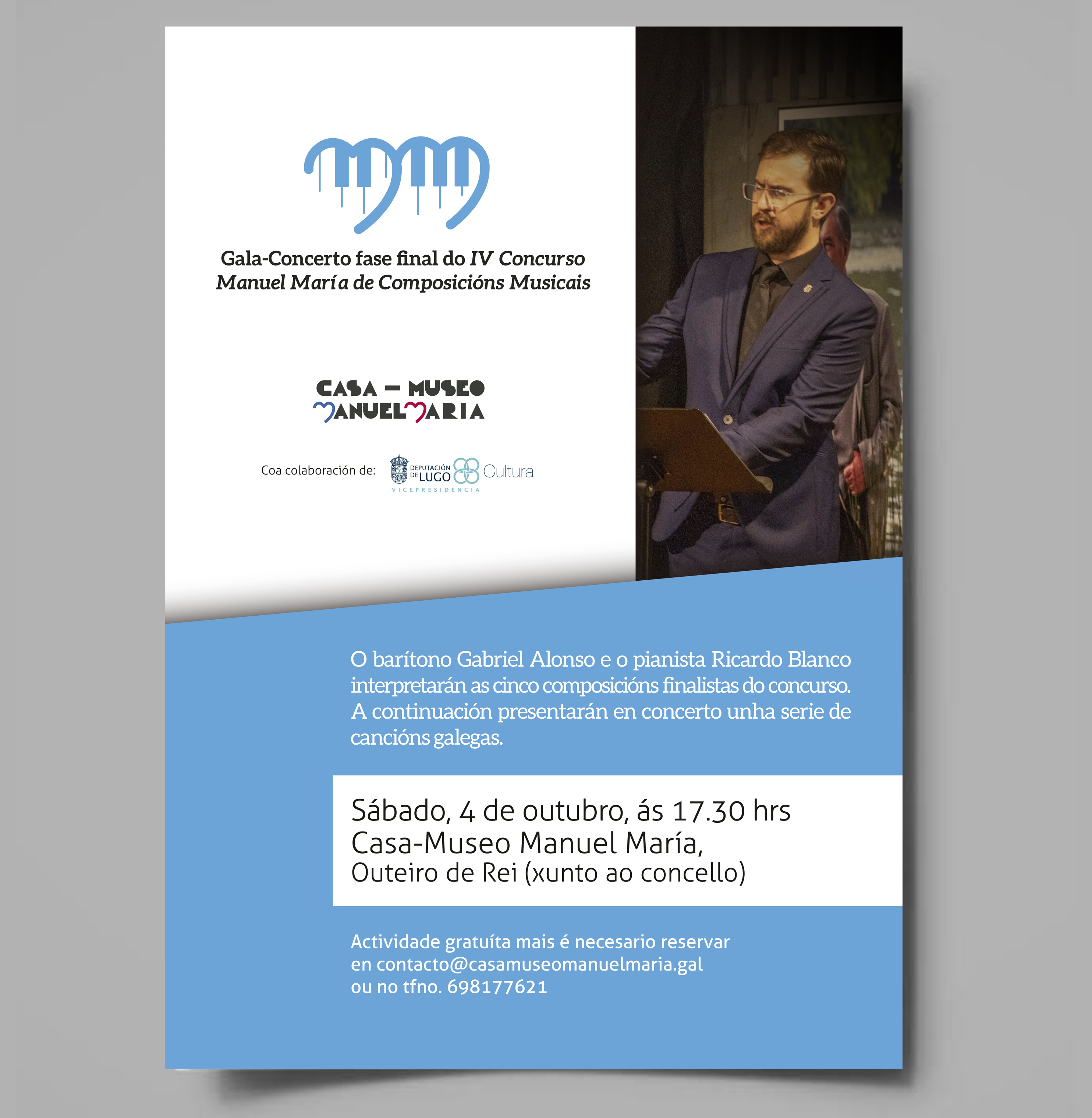 Este sábado concerto do barítono Gabriel Alonso e do pianista Ricardo García 